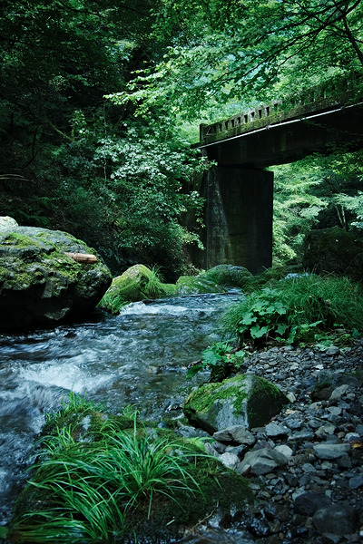 出石窪の滝 風景 海沢渓谷 石橋