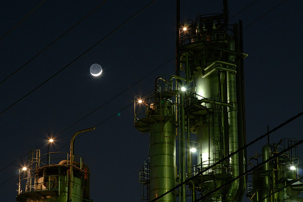 浮島工場夜景 夜景 月